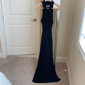 NWT T Tahari Petite Small High Neck halter black maxi dress